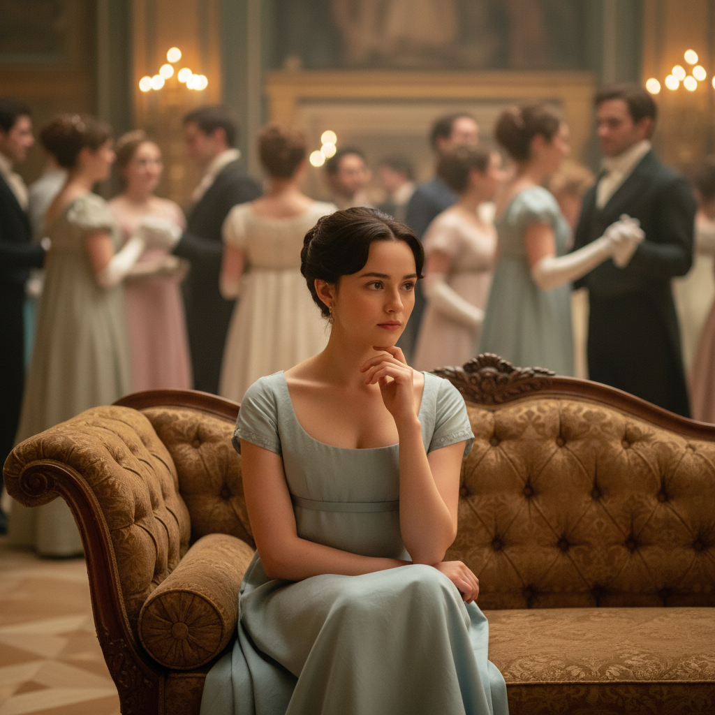 Francesca sitting on a couch in a crowded room