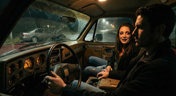 a man and woman in a car