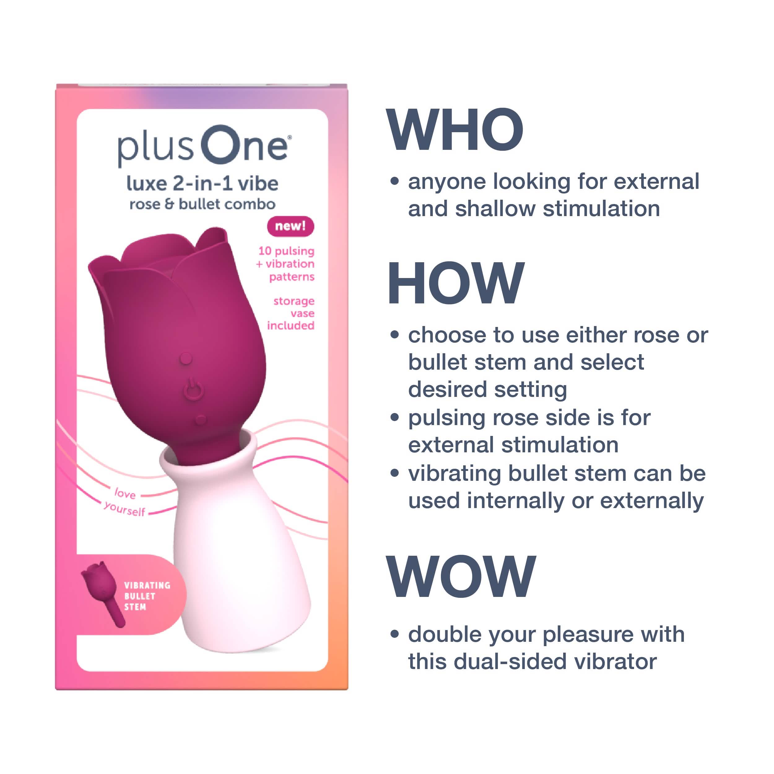 Luxe 2-in-1 Rose Vibrator Thumping Clitoral Stimulator & Vibrating B plusOne Luxe 2-in-1 Rose Vibrator Thumping Clitoral Stimulator & Vibrating B plusOne