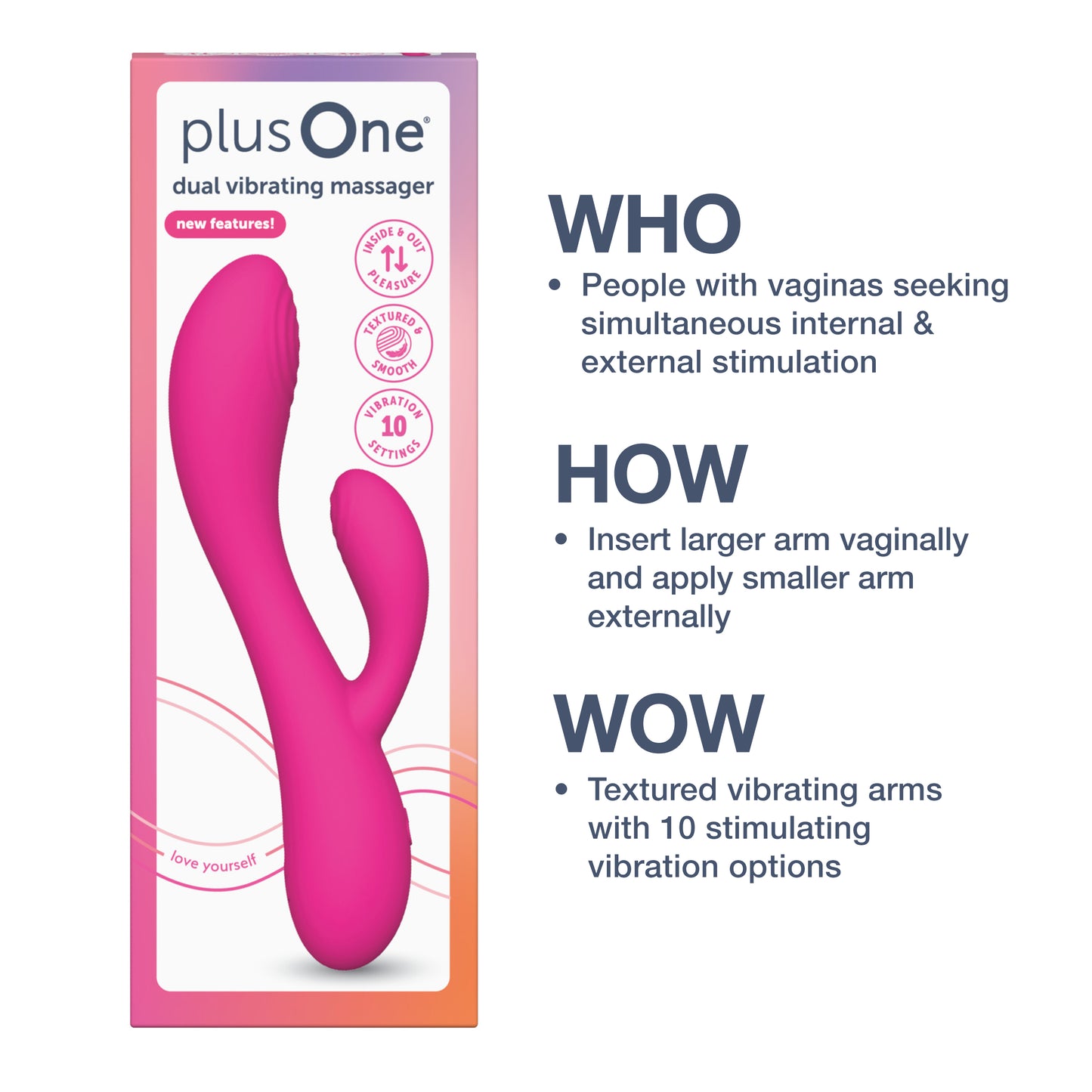 plusOne Dual Rabbit Vibrator Personal Massager | Official Site plusOne Dual Rabbit Vibrator Personal Massager | Official Site