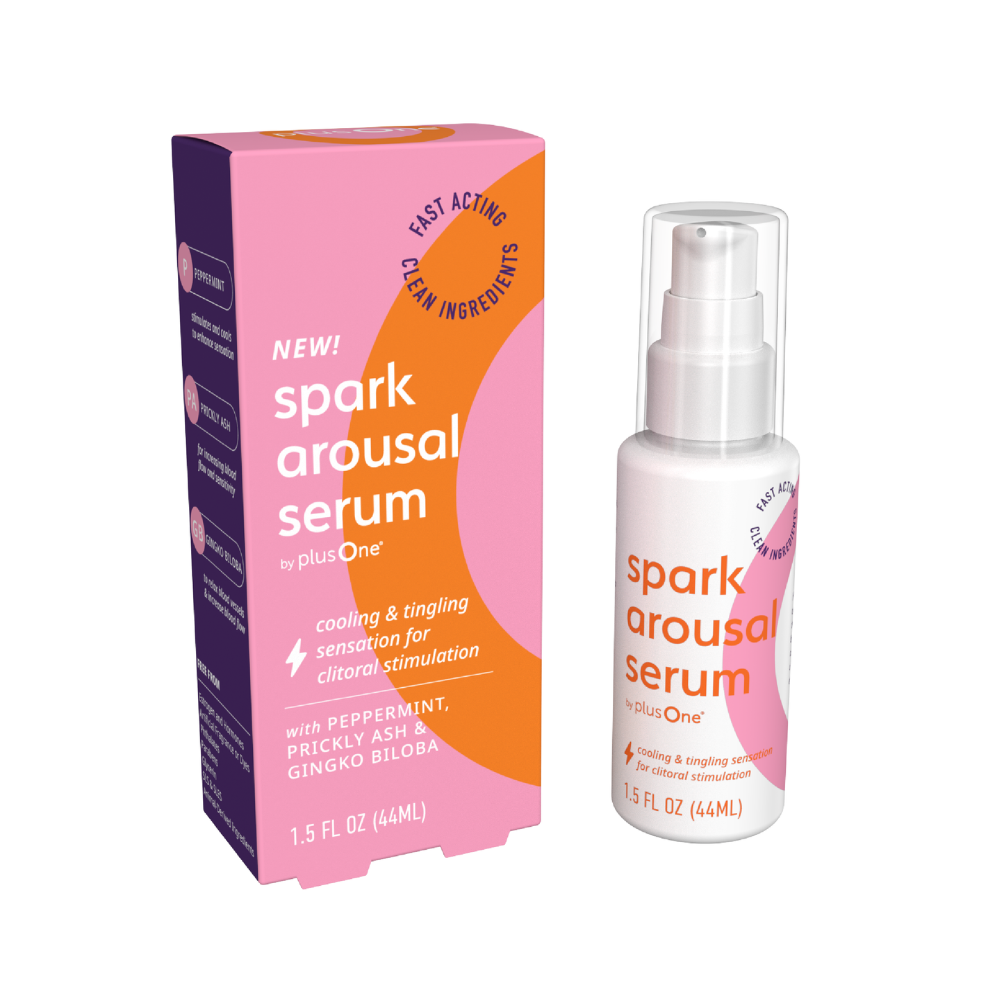 
                  
                    Spark Arousal Serum packaging with pink and orange design on a white background
                  
                