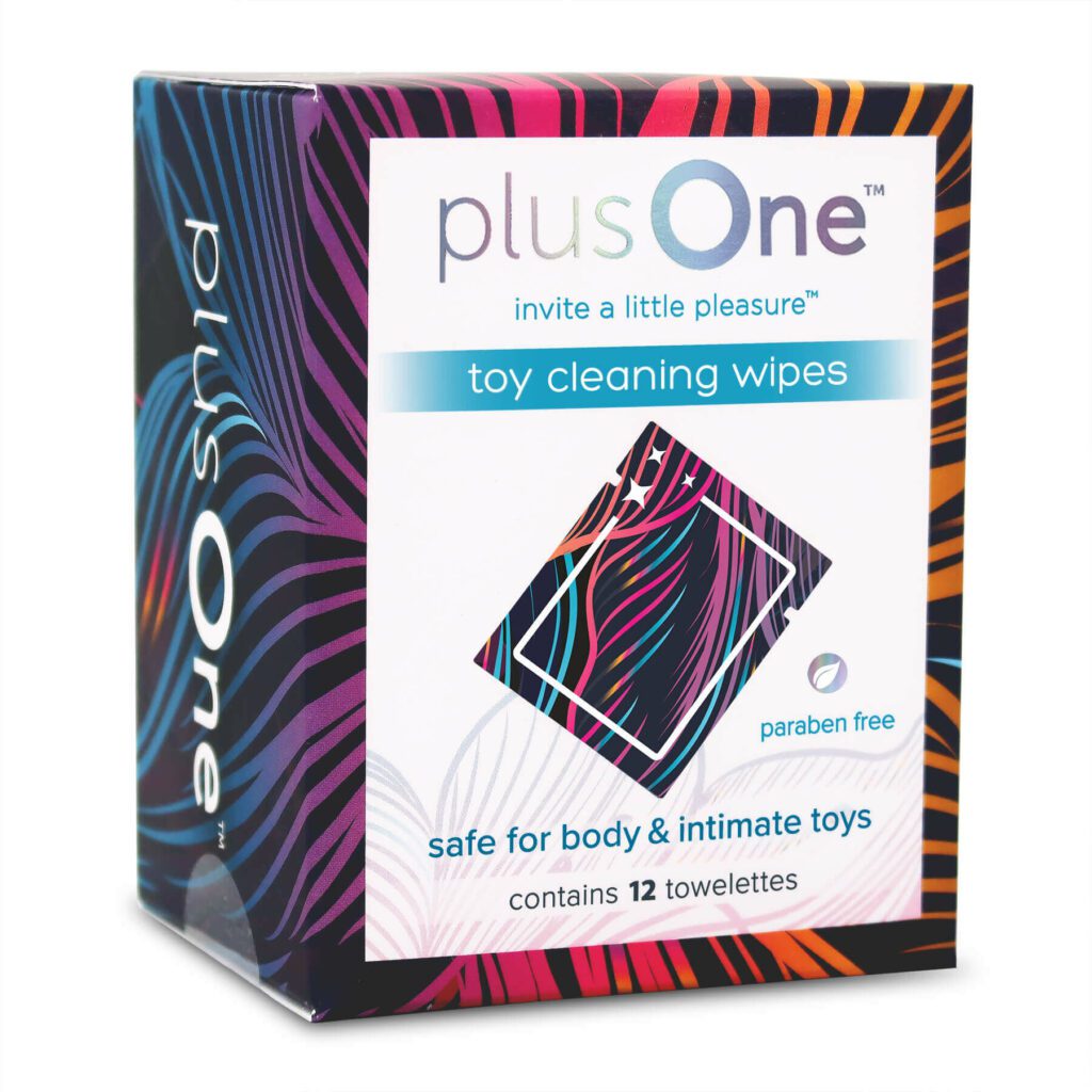 plusOne® toy cleaning wipes box three quarter view