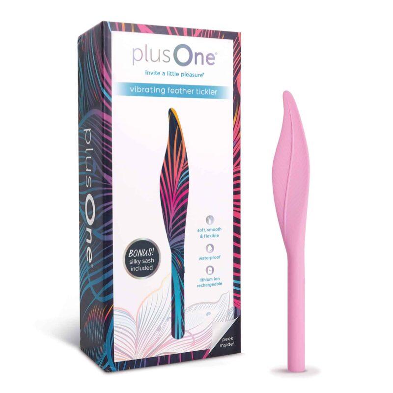 plusOne® vibrating feather tickler with box